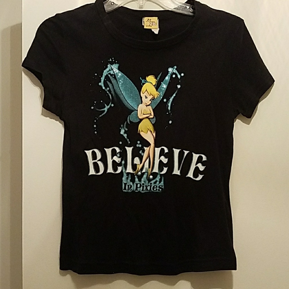 Disney Tinkerbell Black T-shirt with Glitter